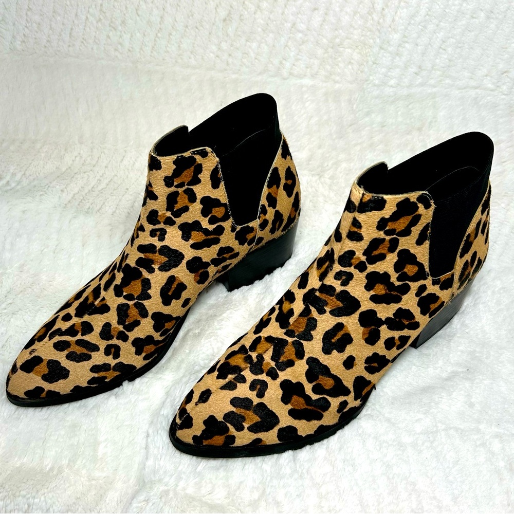 Steve Madden PALACE LEOPARD Calf Hair Leopard Print Cuban Heel Ankle Booties - Picture 5 of 12